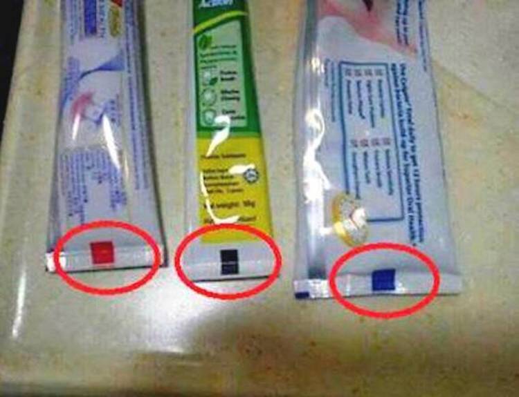 Cosa indicano i quadrati colorati sui tubetti del dentifricio? Svelato l’enigma…