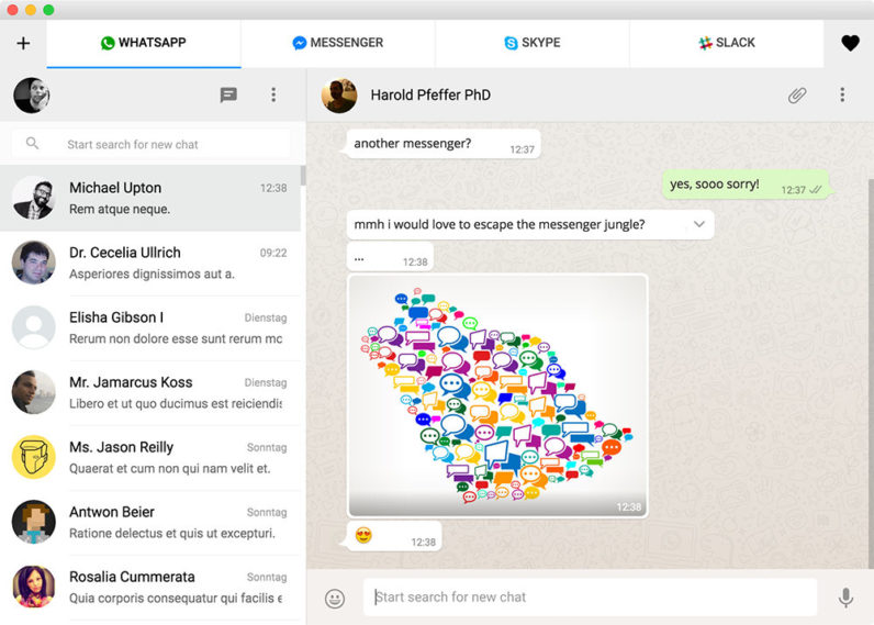 WhatsApp, Slack, Messenger e Skype: tutte le chat in un posto solo