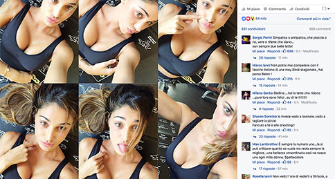 Belen fa impazzire il web con il suo selfie HOT a Striscia la notizia